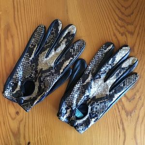 Ralph Lauren snakeskin-embossed moto gloves